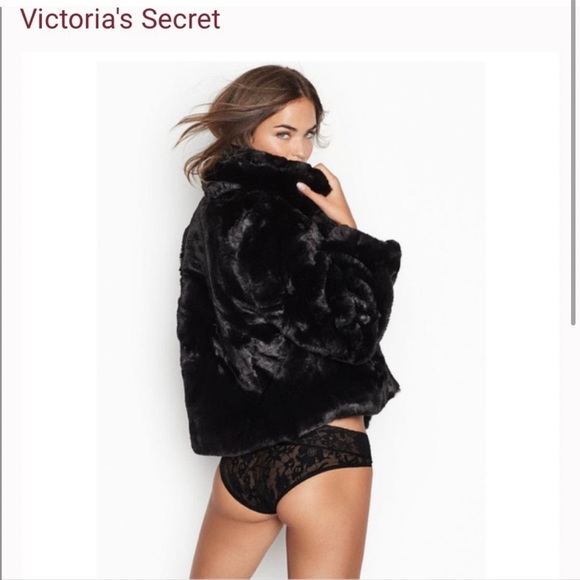 RARE Victoria's Secret Faux Fur Coat in Black. - Picture 2 of 5